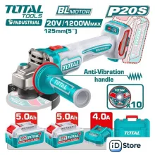 Угловая шлифмашина Total TAGLI2120272 (с 2-мя АКБ, кейс)