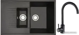 Кухонная мойка БелЭворс Forma R смеситель W4998-3-22 (черный)