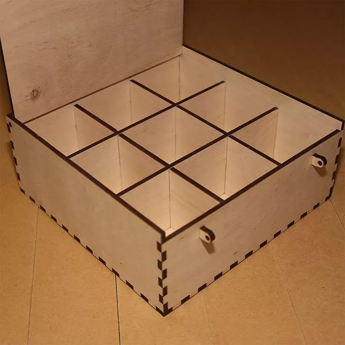 Деревянная коробка для пакетиков чая на 9 ячеек