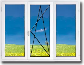 Трехстворчатое окно ПВХ с установкой, подоконником и отливом