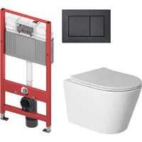 Унитаз подвесной Saniteco Torando T-201W TECE 9400414 (с кнопкой черный)