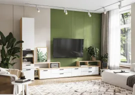 Гостиная Санса (Комплект 2) - Дуб Сонома/Белый (Стендмебель)