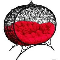 Садовый диван M-Group Улей на ножках 11220406 (черный ротанг/красная подушка)