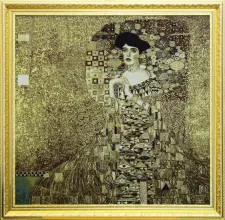 Гобелен "Адель. Г. Климт" с золотыми нитями размер 8080 в багетной раме