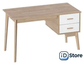 Стол Мебельград Калгари с тумбой (дуб натуральный светлый/белый матовый)