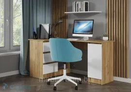 Стол угловой письменный Бостон Лайт СП-003 - Дуб Крафт золотой/Белый гладкий (МК Стиль)