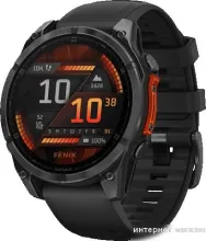 Умные часы Garmin Fenix 8 47мм (серый, черный силиконовый ремешок)