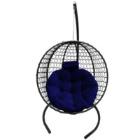 Кресло подвесное Craftmebel Кокон Круглый премиум (черный/синий)