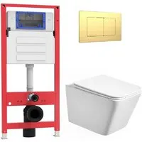 Унитаз подвесной Oliveeka OL-MQ-003 OL-5014 OL-E12-BG (золотой матовый)