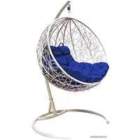 Подвесное кресло M-Group Круг 11050110 (белый ротанг/синяя подушка)