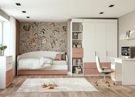 Набор мебели для детской Лавис - Комплект 6 - Белый/Белый Софт/Персик Софт