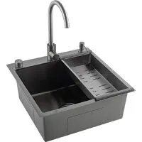 Кухонная мойка Futur FK 5050 Eco Embossing Pop-up Mixer plus (Black Nano)