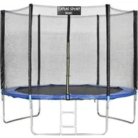 Батут Atlas Sport 252 см - 8ft Basic (с лестницей, внешняя сетка, синий)