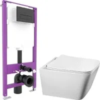 Унитаз подвесной Saniteco Tornado KW-9004WT Triton Pro EVO815N (с кнопкой черный, матовый)