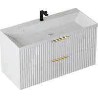 Мебель для ванных комнат Vela Тумба под умывальник Vela Волна 100П под Classica (белый мат) золото хекси TU9224