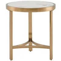 Журнальный столик Stool Group Адриана 50x50 / EET-223-BRCG-BDFL (светлая керамика/сталь шампань)