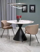 Стол обеденный круглый HALMAR GARET белый мрамор/черный 120