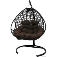 Подвесное кресло M-Group Для двоих Люкс 11510405 (черный ротанг/коричневая подушка)