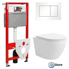 Унитаз подвесной Lauter Vortex 2110830 TECE Kit 9400413 с кнопкой (белый)