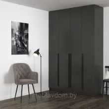 Шкаф для одежды 67.13 Брандо (4-х дв.) (h2400) (фасад ЛДСП диамант серый) (1,6м.)