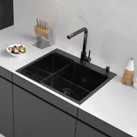 Кухонная мойка ARFEKA ECO AR мойка 600500, коландер F, дозатор BLACK DECOR MILLET