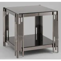 Журнальный столик Stool Group Гэтсби 55x55 / EET-027-GM-BK (черное стекло/сталь графит)