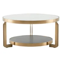 Журнальный столик Stool Group Калисто 90x90 / ECT-316-BRCG (светлая и темная керамика/сталь шампань)
