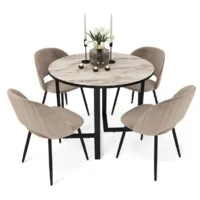 Обеденная группа Sheffilton SHT-DS222 (браун стоун/черный/латте/черный муар)