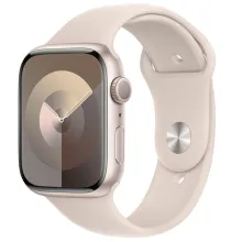 Умные часы Apple Watch Series 9 45 мм (алюминиевый корпус, звездный свет/звездный свет, спортивный силиконовый ремешок M/L)