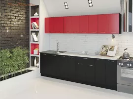 Кухня Лана ЛДСП прямая 1,4 метра красно черная