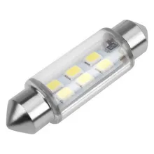 Автолампа диод T11 (C5W) 12V 6 SMD 1-конт 39мм Белая SKYWAY комп.2 шт салон/номер