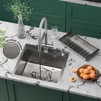 Кухонная мойка Roxen Simple 560220-50-GR сатин/текстурная (с коландером и дозатором)