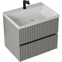 Мебель для ванных комнат Vela Тумба под умывальник Vela Волна 60П под Classica (серый мат) черный гола TU8854