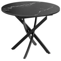 Кухонный стол Трия Дуглас тип 1 (черный муар/стекло матовое черный мрамор)