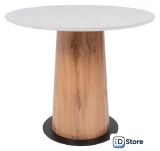 Кухонный стол Lepremo AV 2317 МДФкерамика 900 (белый глянцевый Carla Larkin/черныйHPL дуб вотан)