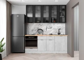 Кухня Монца 2.0м - Черный/Гранит Маус (ДСВ Мебель)