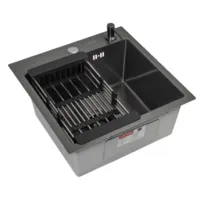 Кухонная мойка ARFEKA ECO AR мойка 450450 (настольная), коландер, дозатор BLACK DECOR MILLET GRAINS