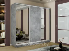 Шкаф-купе Экспресс-2 3-х дверный (Зеркало/ЛДСП, 1800х2200х600) - Бетон (E1)