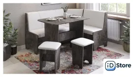 Обеденная группа Трия Техас исп. 1 (ателье темный/экокожа белый)