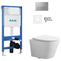 Унитаз подвесной с инсталляцией Axus 011D с унитазом Brillo 2380t и кнопкой 097HDS