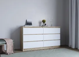 Комод Мори МК 1380.6 - Дуб Сонома/Белый (1,4м)