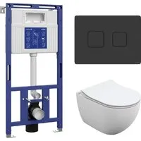 Унитаз подвесной Cersanit Brasko Slim 64824 Aqua 50 68178 Accento Circle для Aqua 69078 (кнопка черный матовый)