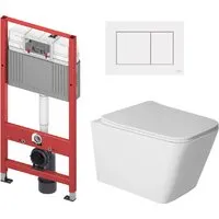 Унитаз подвесной Saniteco Rimless R-202W TECE Kit 9400413 (с кнопкой белый)