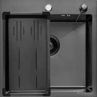 Кухонная мойка ARFEKA Eco AR мойка 500500, коландер G, дозатор Black