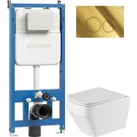 Унитаз подвесной Grossman GR-4410SQ 900.K42.01.000 Galaxy 700.K45.01.300.300 (золотой глянцевый)