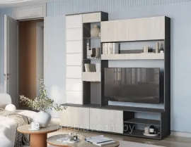 Гостиная Плаза ЦС-01 - Графит/Дуб крафт белый (BTS) 2,0м.