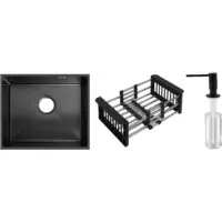 Кухонная мойка Schtoff Undermount Best Decor Black 5545 коландер KR-1 BLACK дозатор SD-1 BLACK