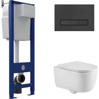 Унитаз подвесной Berges Wasserhaus Tornas Rimless Atom 410 АТ-043329 (с кнопкой Atom Line Soft Touch черный)