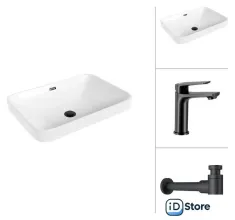 Умывальник Lauter 21441B Sky 21СК533BS с сифоном 21635B (черный матовый)