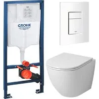 Унитаз подвесной Grossman GR-4455SQ GROHE Rapid Sl 38772SH0 (с сиденьем, с кнопкой)